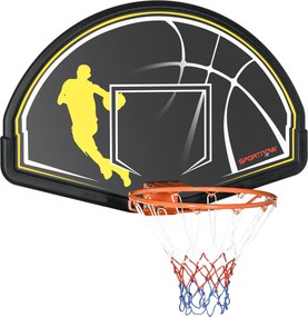 SPORTNOW Nástenný Basketbalový Kôš s Doskou a Obručou pre Interiér a Exteriér 110x90x70 cm Čierna a Žltá | Aosom