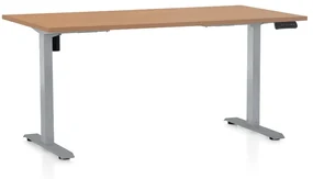 Výškovo nastaviteľný stôl OfficeTech B, 160 x 80 cm, sivá podnož, buk