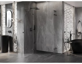 Mexen Lunar, L Duo výklopný sprchový kút 105 x 90 cm, 8mm číre sklo, grafitový profil, 834L-105L-090P-95-00