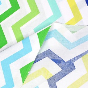 Biante Bavlnený záves Sandra SA-378 Zeleno-modro-žlté cik-cak pásiky 150x200 cm