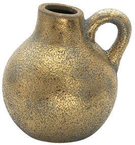 Zlatý keramický džbán z uchom a patinou Karis  - 16*14*16 cm