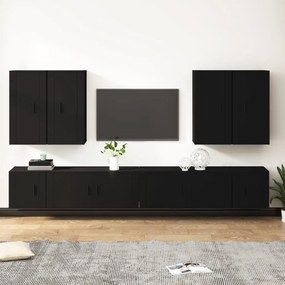 8-dielna súprava TV skriniek čierna spracované drevo 3188703