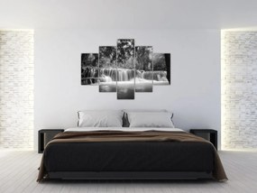 Obraz - Čiernobiely vodopád (150x105 cm)