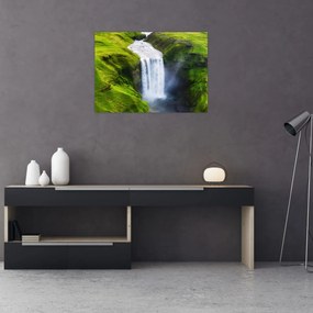 Sklenený obraz - Vodopád Skogafoss (70x50 cm)