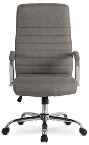 Vintino kancelárska otočná stolička LEONARD siva s chrómovými nohami a vysokým operadlom