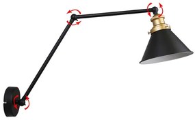 Nástenná lampička FUNDO 1xE27/40W/230V čierna/zlatá