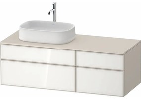 DURAVIT Zencha závesná skrinka pod umývadlo na dosku (umývadlo vľavo), 4 zásuvky, 1300 x 550 x 442 mm, biela/taupe super matná, ZE4826064830000