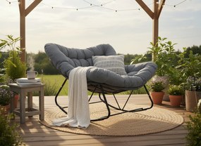 CH Hojdacia stolička SVINGA 112 x 104 x 69 cm tmavošedý ratan, tmavošedé vankúše