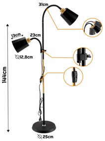 BERGE Stojacia LED lampa 2xE27 čierna