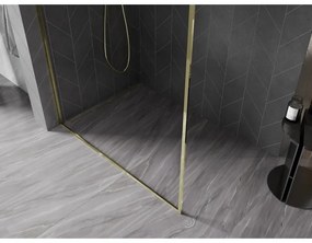 Mexen Kioto-F, sprchová zástena s rámom 150 x 202 cm, 8 mm číre sklo, zlatý lesklý profil, 800-150-104-50-00