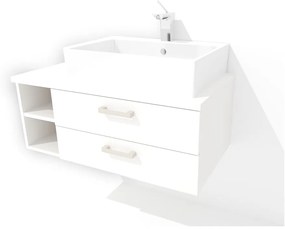 Nabytekmorava Závesná kúpeľňová skrinka pod umývadlo K43 so šuplíkmi farba korpusu: Dub sonoma tmavý, farba dvierok: Bielá lesk