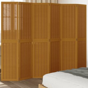 Paraván, 6 panelov, hnedý, masívne drevo paulownie 358826