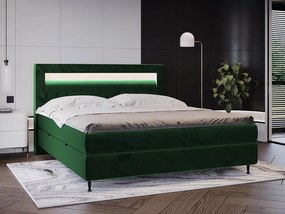Kontinentálna posteľ s osvetlením Eurybia, Dostupné poťahy: Ekokoža Soft 011 (čierna), Rozmer postele: 140x200