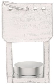 Lampáš kovový Vtáčia búdka, biela, 11 cm