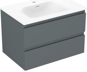 Mexen Orio, kúpeľňová skrinka 70 cm s umývadlom Vela, 2 zásuvky, grafitová matná/biela matná, 91A10-07047-2-BFF66-W23M01