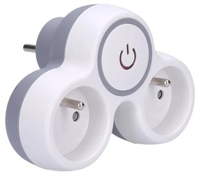 SOLIGHT Rozbočovač, 2x 10A, biela-šedá, vypínač