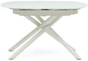Biely rozkladací jedálenský stôl so sklenenou doskou 100x130 cm Yodalia – Kave Home