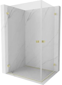 Mexen Lunar-B Duo, výklopný sprchový kút 80 x 70 cm, 8mm číre sklo, zlatý matný profil, 832-080L-070P-55-00