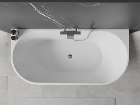 Mexen Oval, voľne stojaca nástenná vaňa 140 x 75 cm, biela, chrómový prepad, 52671407500-01