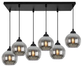 Závesné svietidlo Costa, 6x grafitové sklenené tienidlo, b