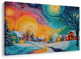 Vianočný obraz zimná rozprávka zasneženej dediny