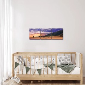 Obraz levanduľovej lúky (s hodinami) (90x30 cm)