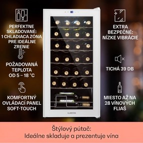 Klarstein Shiraz 28 Uno, vinotéka, 74 l, 28 fliaš, 5-18°C, dotykový ovládací panel