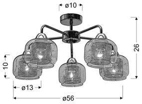 Prisadený luster RAY 5xE14/40W/230V
