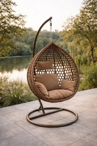 Závěsné houpací křeslo Houseland Imogen hnědé S