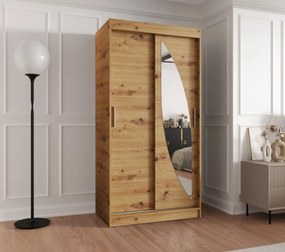 Šatníková skriňa 100 cm Milain (dub artisan). Akcia -21%. Vlastná spoľahlivá doprava až k Vám domov. 1125989
