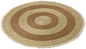 Prírodne-hnedý okrúhly koberec z morskej trávy so strapcami - Ø 120 cm