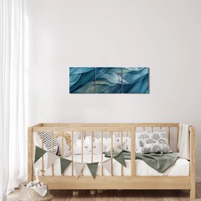 Obraz - Modrobiele vlnky (s hodinami) (90x30 cm)
