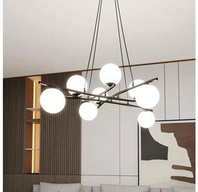 Luster na lanku ESSA 8xE14/10W/230V čierna/biela