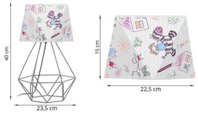 Detská stolná lampa Diamond, 1x biele textilné tienidlo so vzorom, d