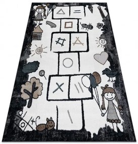 Dywany Łuszczów, Detský kusový koberec Fun Hop black, 200x290, čiernobiela, detská izba