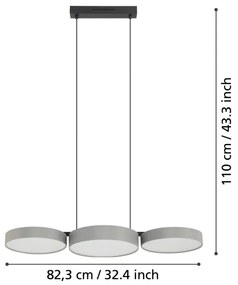 Eglo 900856 - LED RGBW Stmievateľný luster na lanku BARBANO-Z 3xLED/7,5W/230V šedá