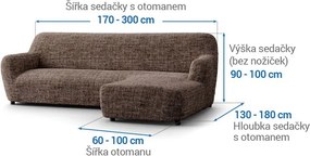 Bielastické poťahy VITTORIA hnedá sedačka s otomanom vpravo (š. 170 - 300 cm)