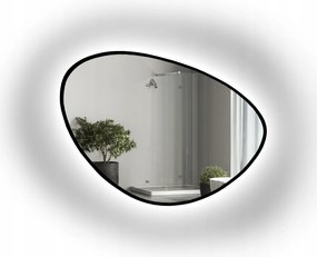 Nepravidelné zrkadlo Obsidián v čiernom ráme Mdf s Led 197x150
