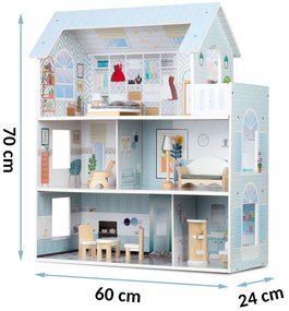 Veľký drevený domček pre bábiky 3-poschodový Ricokids RK-878 787801