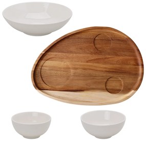 Set Flowl – Misky Gaya Atelier biele + Podnos Triangle Agát - 453114