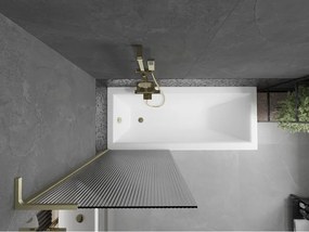 Mexen Next L, 1-krídlová vaňová zástena 70 x 150 cm, 6mm sklo s rebrovým vzorom, zlatý matný profil, 895-070-000-03-09-55