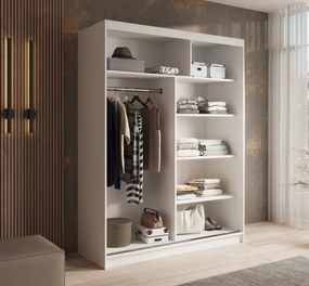 ŠATNÍKOVÁ SKRIŇA GABY SO ZRKADLOM BIELA + ČIERNE DVERE 150 cm