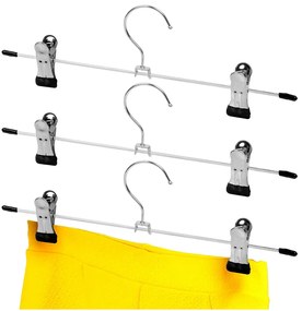 VILDE Kovové vešiaky s klipom na nohavice a sukne, sada 3ks (strieborné)