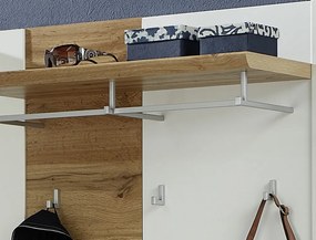 Nástenný vešiakový panel Materio, dub/biely