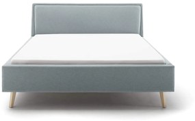 Čalúnená posteľ deria s úložným priestorom 160 x 200 cm svetlomodrá MUZZA