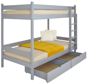 Wilsondo Poschodová posteľ s úložným priestorom Paula 2 200x90 Sivá
