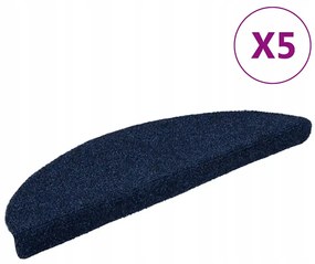 vidaXL Samolepiace rohože na schody 5 ks 56x17x3 cm tmavomodré polkruhové