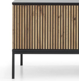 TV skrinka Sento, čierna/dub wotan, s osvetlením