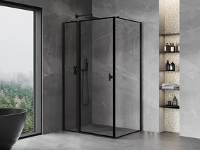 Mexen Mist T, sprchový kút s krídlovými dverami, ľavý, 115 x 120 cm, 8mm číre sklo, čierny profil, 8A4T-115-120-70-70-L