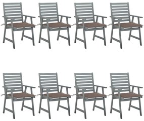 Záhradné jedálenské stoličky s vankúšmi 8 ks akáciový masív